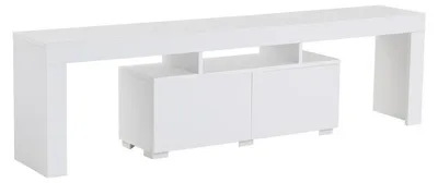 Image de Meuble TV Banc TV blanc effet bois L 180 cm, rangements, style moderne