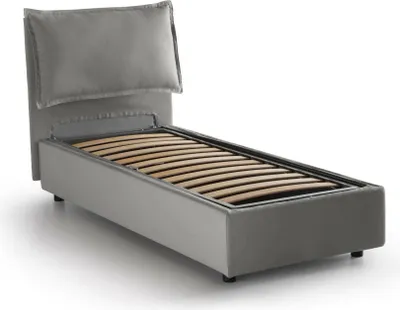 Produktbild von Einzelbett Ddimari, Containerbett mit Stoffbespannung, 100%  Italy, Frontöffnung, passend für Matratze 80x200 cm, Grau