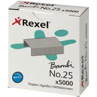 Produktbild von Rexel Heftklammern Nr.25, 4mm (5000), 5000 Heftklammern, 10 Seiten, Stahl