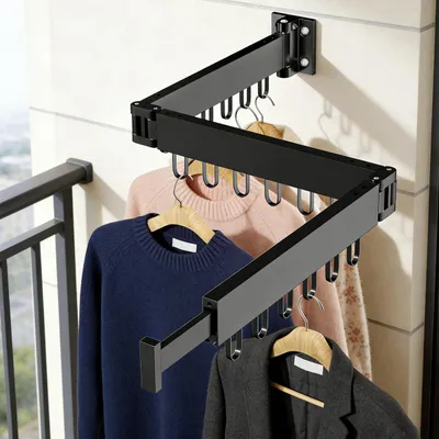 Immagine prodotto di Porta abiti da parete, altezza 128 cm, con asta estendibile e 15 ganci