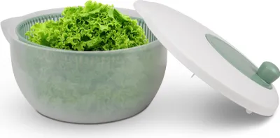 Produktbild von Salatschleuder ( 4 Liter, Ø25cm ) BPA-frei, 3in1 - Schleuder, Sieb und Salatschüssel, 3D Kurbel - Schleudern ohne Kraftaufwand, Salattrockner