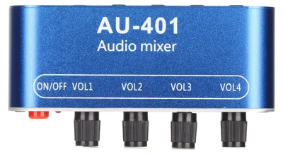Produktbild von Mini-Stereo-Mixer, 4-in-1-Ausgang, Lautstärkeregelung, 3,5-mm-Sound-Wahlverstärker für PC-Laptop-Kopfhörer