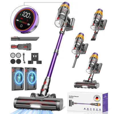 Produktbild von 85000Pa Akku Hand Stielstaubsauger 750W/80mins Akkustaubsauger,Ultraleiser Staubsauger Kabellos SmartDisplay Leichter Antiverwicklung,handstaubsauger