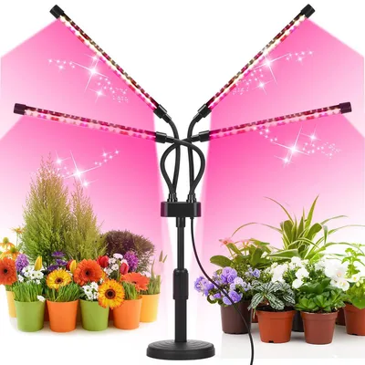 Produktbild von LED Pflanzenlampe Vollspektrum für Zimmerpflanzen – LEDs Pflanzenlicht für Gemüse, Kräuter & Blumen, 4 Köpfe Wachstumslampe Ideal für Anzucht & Blüte