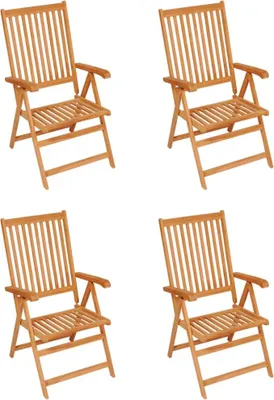 Produktbild von vidaXL Gartenstühle 4 Stk. mit Hellgrünen Kissen Massivholz Teak