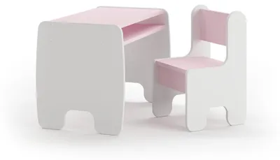 Produktbild von TIMI Kinder-Set: Tisch und Stuhl weiß/rosa