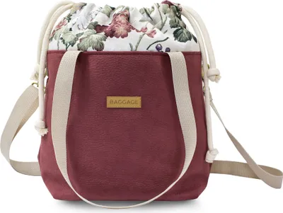 Produktbild von Handtaschen Beuteltasche Damen Tasche A4 - Schultertasche Shopper Bag Stofftaschen Stoffbeutel mit Innentasche Einkaufstasche Blumen Rot