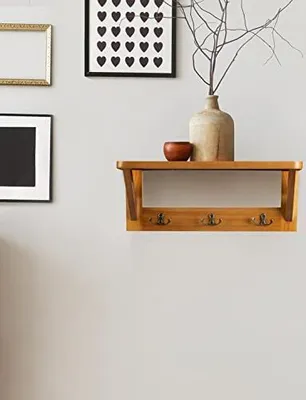 Image de Étagère murale Rustic avec patères 40 x 15 x 16 cm