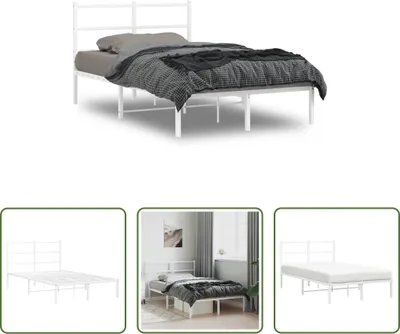 Produktbild von The Living Store Bettgestell mit Kopfteil Metall Weiß 120x190 cm
