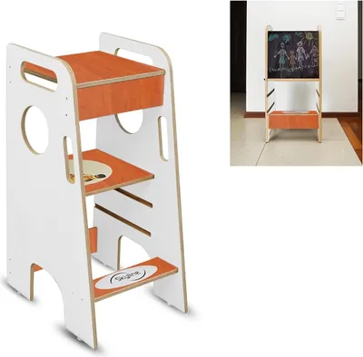 Produktbild von Skyline Steh und Lernturm Baby ab 1 Jahr Montessori Learning Tower Tritthocker Kinder Kitchen Helper Kinderhochstühle Tafel,