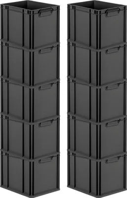 Produktbild von SparSet 10x Eurobox NextGen Grip | HxBxT 32x30x40cm | 30 Liter | Griffe geschlossen | Schwarz | Eurobehälter, Transportbox, Transportbehälter, Stapelbehälter