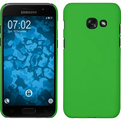 Produktbild von PhoneNatic Case kompatibel mit Samsung Galaxy A7 (2017) - Hülle grün gummiert Hard-case + 2 Schutzfolien