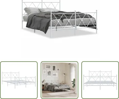 Produktbild von The Living Store Bettgestell mit Kopf- und Fußteil Metall Weiß 140x200 cm