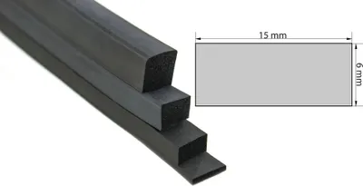 Produktbild von VKP6x15 Moosgummi EPDM - Vierkantprofil 6x15 mm Gummiprofil, Profilgummi