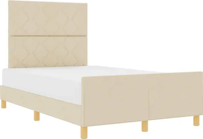 Image de vidaXL Cadre de lit avec tête de lit Crème 120 x 200 cm Tissu