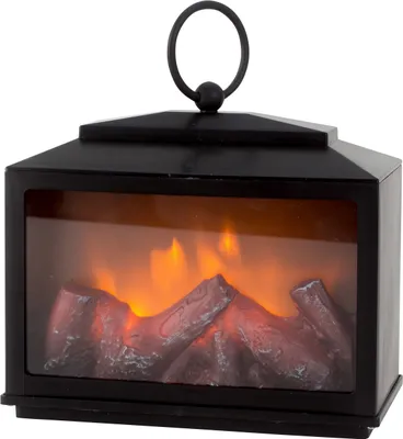 Produktbild von LED Kamin Laterne Flammeneffekt Kaminfeuer 18 x 18 cm Tischkamin