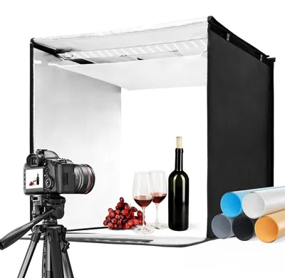 Zdjęcie produktu dla Fotobox lightbox namiot oświetleniowy - 60 x 60 cm - 240 LED - 3000-7000 K - 5 teł