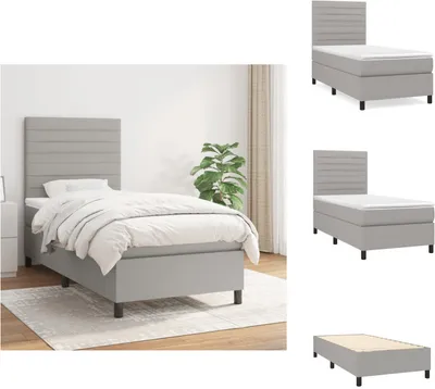 Produktbild von vidaXL Boxspringbett mit Matratze Hellgrau 80x200 cm Stoff -  Betten & Bettgestelle