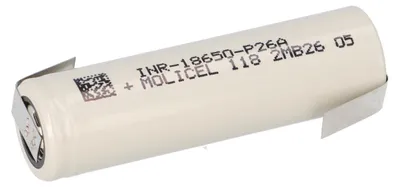 Produktbild von Molicel INR18650-P26A 18650 Li‑Ion Zelle 2600 mAh 35 A Z‑Lötfahne Flat Top