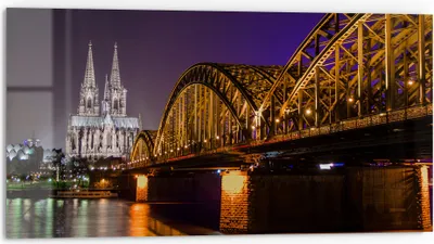 Produktbild von DEQORI Küchenrückwand Glas 80x40 cm 'Kölner Nachtglanz' Spritzschutz Bad Rückwand Küche
