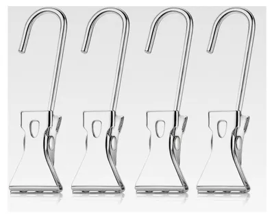 Produktbild von Edelstahl Aufhängeclips - 4 Stück - Handtuchaufhänger, Kleiderhaken, Handtuchhaken
