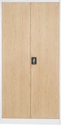 Produktbild von 4er Set Aktenschrank C001 Metallschrank Stahlschrank Werkzeugschrank Büroschrank Lagerschrank Universalschrank Pulverbeschichtung Flügeltüren 185 cm x 90 cm x 40 cm Farbe: Weiß/Holzoptik