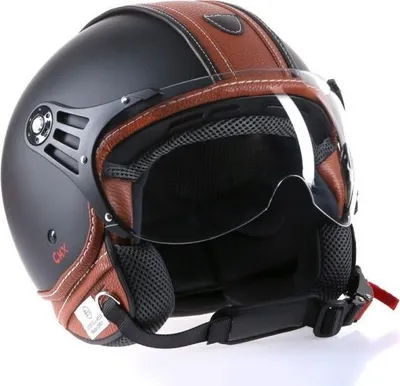 Obrázok produktu pre CMX Jet Helmet - Skúterová prilba Hazel Black matt + Leather brown "S