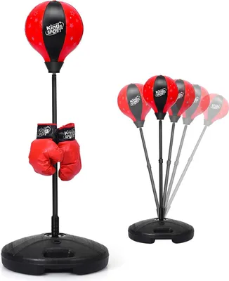 Immagine prodotto di KOMFOTTEU Sacco da boxe da pavimento regolabile in altezza 81-123,5 cm, sacco da boxe da pavimento con guantoni e pompa, set da boxe, sacco da boxe da pavimento