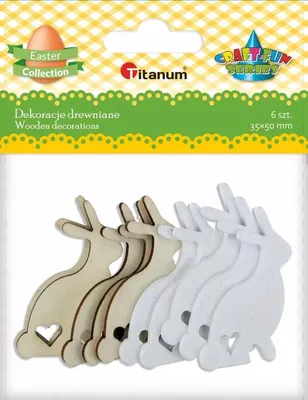 Imagen del producto de Conejos de madera, 33x50 mm, color blanco, 10 unidades