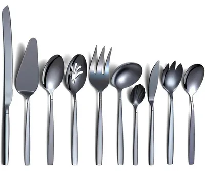 Produktbild von Servierset 10-teilig Edelstahl Schwarz Titanbeschichtet Rostfrei Spülmaschinenfest