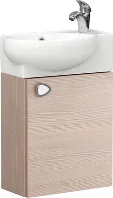 Produktbild von Badmöbel Set Riva Champagner 44x28 cm Gäste-WC Wandmontage mit Spiegel Softclose