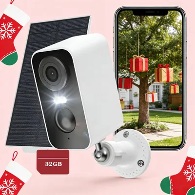 Obrázek produktu pro Dohledová kamera Venkovní baterie Solární 2K venkovní kamera WLAN Barevné noční vidění Obousměrný zvuk 32GB