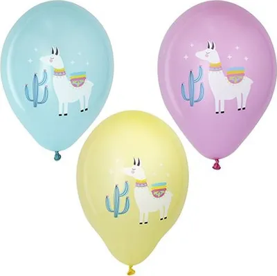 Produktbild von PAPSTAR Luftballons "Lama" farbig sortiert