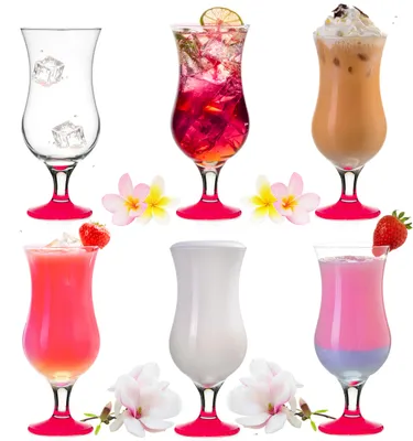Produktbild von PLATINUX Cocktailgläser 400ml (max. 470ml) aus Glas Set 6-Teilig Longdrinkgläser Partygläser Hurricanegläser Groß Pink