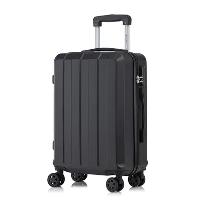 Produktbild von Koffer Trolley Reisekoffer Suitcase, Rollkoffer Handgepäck ,mit 4 Rollen360°, Hartschalenreisekoffer, Zahlenschloss, Weicher Gummigriff (L,Schwarz)