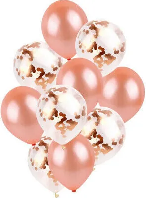 Produktbild von Konfetti Luftballons Set 10 tlg. Roségold Hochzeit Geburtstag Deko Party