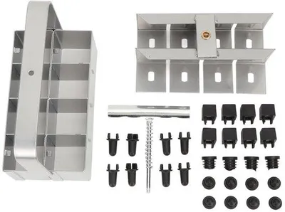Image de Outil de jardin - Bloc de semis avec poignée - 8 compartiments - Métal galvanisé durable - Idéal pour les semis - Dimensions : 19,5 x 10,5 x 24 cm - Récipient à semences