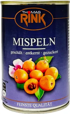Produktbild von Thomas Rink Mispeln in Dose - geschält, entkernt, gezuckert, 425g Abtropfgewicht 200g Mispelchen