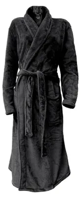 Produktbild von LINNICK Flanell Fleece Bademantel Uni - schwarz - L