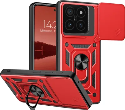 Produktbild von Armor Handyhülle für Xiaomi 14T Pro Kameraschutz Handy Panzer Case Cover Schutzhülle Outdoor Farbe: Rot