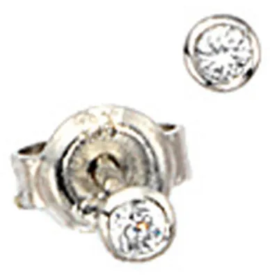 Immagine prodotto di Orecchini a lobo singoli, con zirconi bianchi rotondi, in argento sterling 925, diametro 2,9 mm