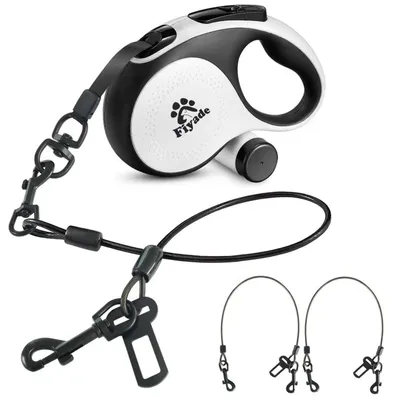 Immagine prodotto di Guinzaglio retrattile da 5 metri per 2 cani, fino a 50 kg, bianco/nero