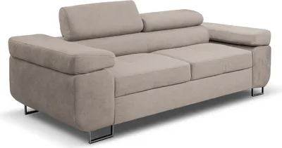 Image de Canapé Marlene avec fonction couchage et appuie-tête réglables 202 cm Livraison à domicile Salon (couleur : beige Vena 07)