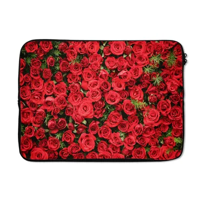 Produktbild von MuchoWow® Laptop Hülle 13 Zoll Rosen - Rot - Strauch Laptoptasche - Laptophülle - Sleeve - Rundumschutz
