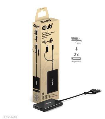 Productafbeelding van Club 3D CSV-1478 Club3D Adapter USB-C (USB-A adapter) > 2x DisplayPort, 4K@60Hz, retail