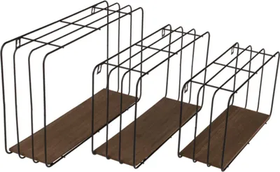 Produktbild von Hängeregal aus Metall mit Holzboden Wandboard schwarz Wandregal-Set