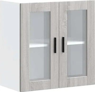 Produktbild von Küchen-Hängeschrank mit Glastür Porto Grau Sonoma
