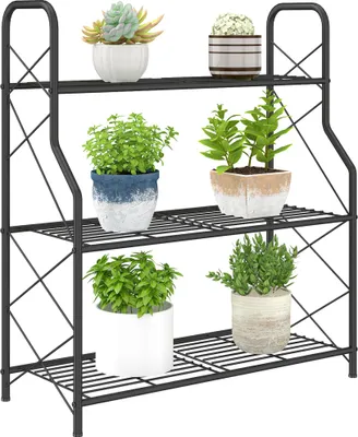 Image de Support pour plantes - Étagère à fleurs - 69 × 28,5 × 78 cm - Noir