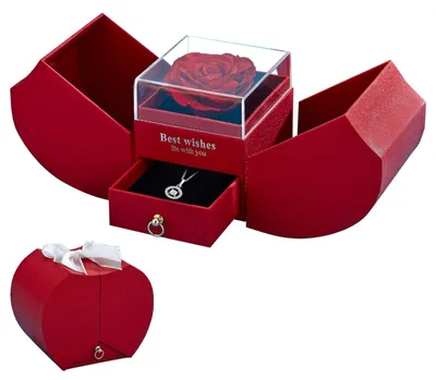 Schmuckbox mit ewiger Rose, rosa, 13x11x8 cm, Kunstblume