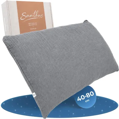 Obrázok produktu pre Poťah na vankúš z mušelínu - 40 x 80 cm - 100% bavlna, sivý